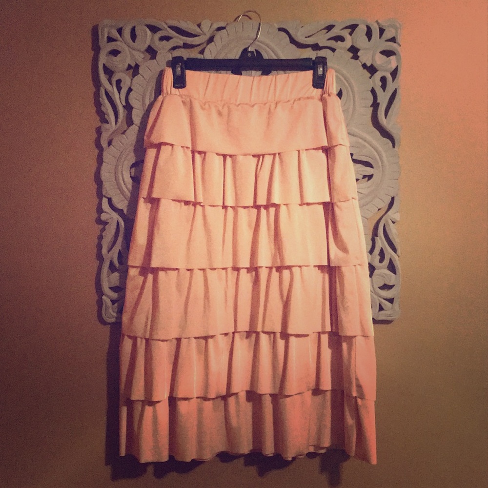Dainty Jewell’s Blush Pink Ruffle Midi Swim Skirt